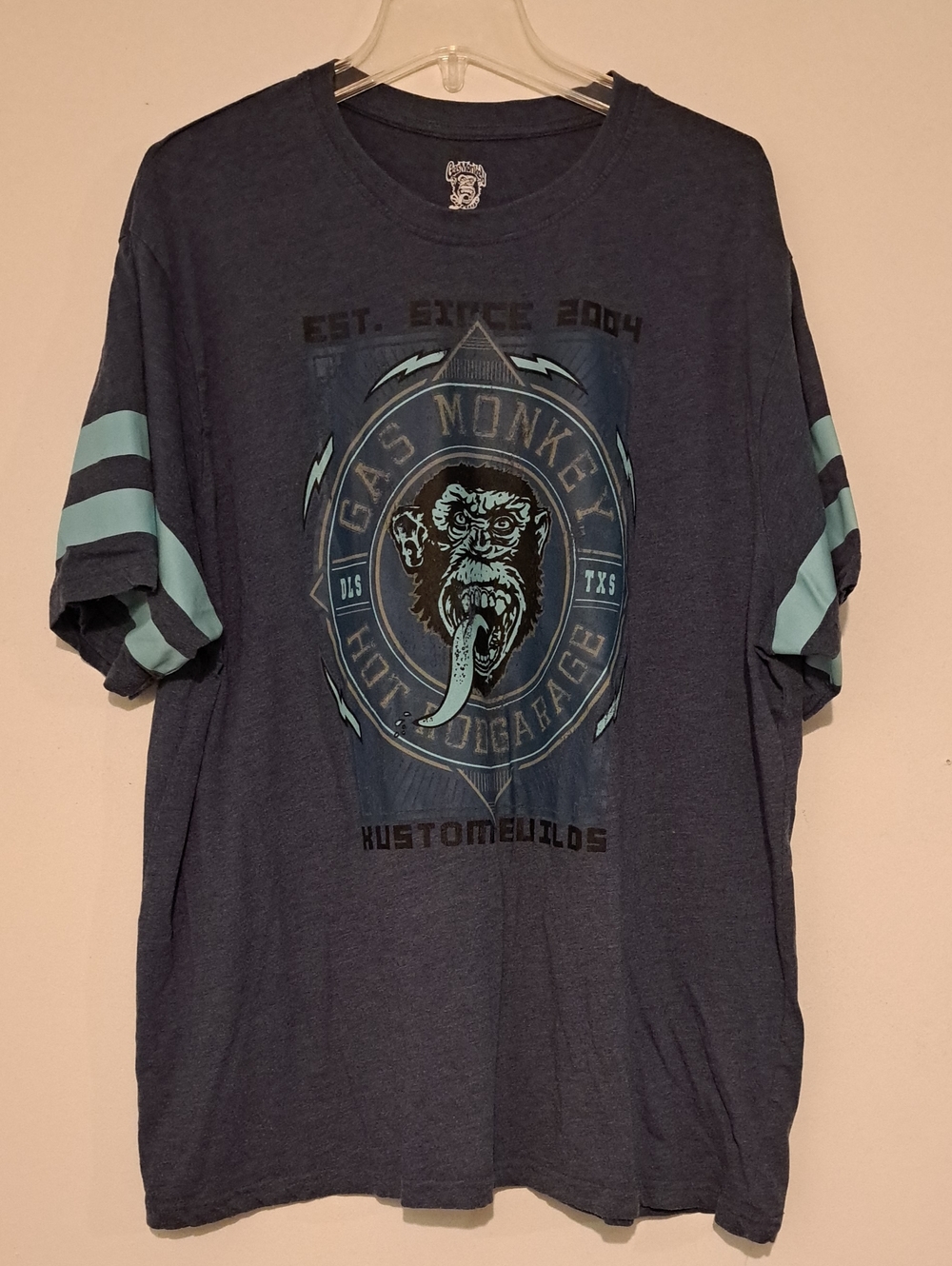 Gas Monkey Garage Short Sleeve Graphic Tee in Navy with Light Blue Accents